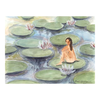 Emerge II - Abstract Feminine Watercolor Surrealist Still Life Painting on Paper by Ama Liyanage For Sale