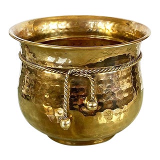 Hollywood Regency Trompe l'Oeil Brass Planter With Faux Ribbon For Sale