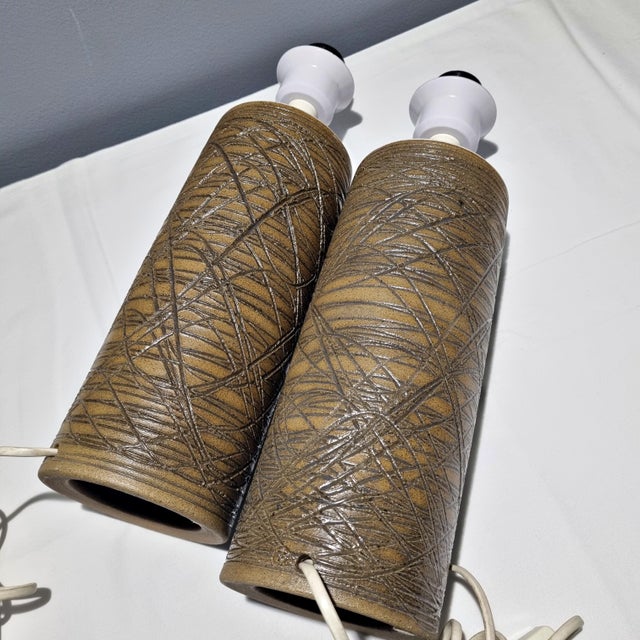 Pair of Mid-Century Stoneware Table Lamps by Aage Rasmus for Selsbo, Sweden For Sale - Image 6 of 12