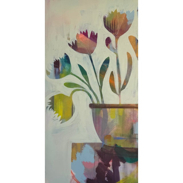 2020s Framed Colorful Abstract Painting Titled Hothouse Flowers For Sale - Image 5 of 6