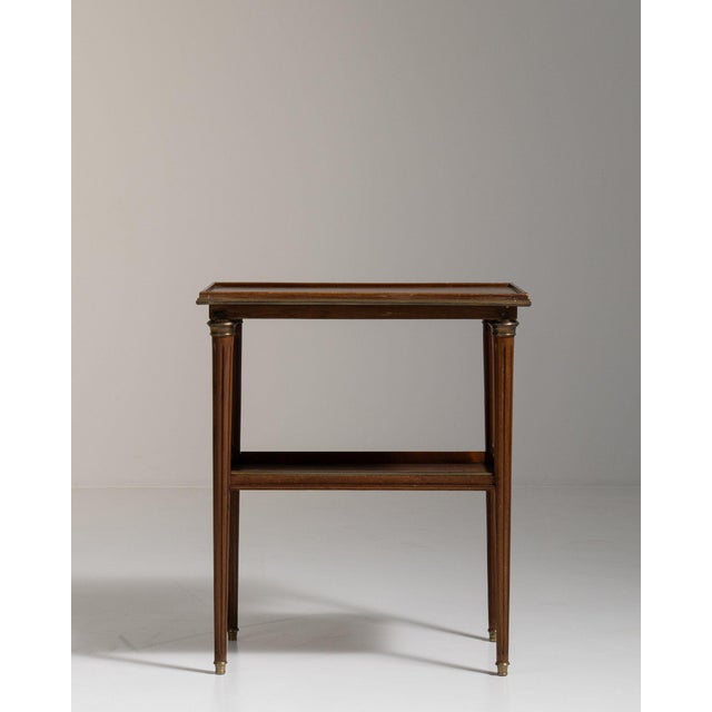 French 19th Century France Rich Walnut Brown Carved Walnut Side Table With Shelf For Sale - Image 3 of 11