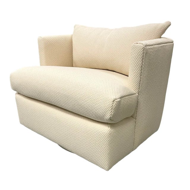80's Directional Freshly Upholstered Swivel Chair For Sale - Image 10 of 10