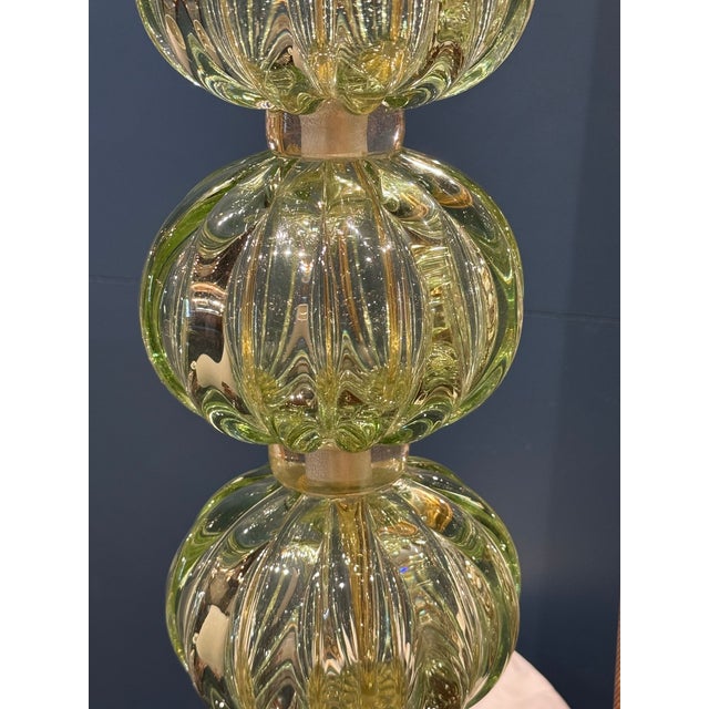 Pair of Murano Green Glass Lamps For Sale - Image 4 of 6