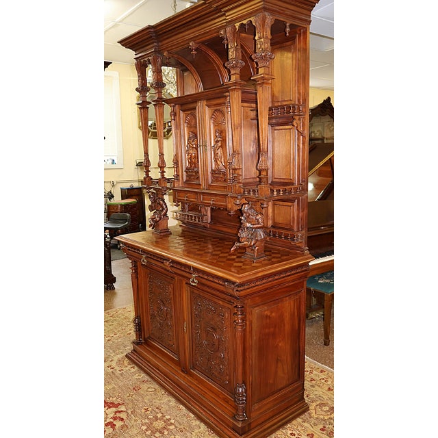 Renaissance ​19th Century French Walnut & Oak Neo Renaissance Cabinet Attr to Fourdinois For Sale - Image 3 of 11
