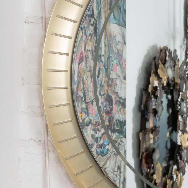 Brass Vintage Perforated Brass Backlit Mirror by Hillebrand For Sale - Image 8 of 8