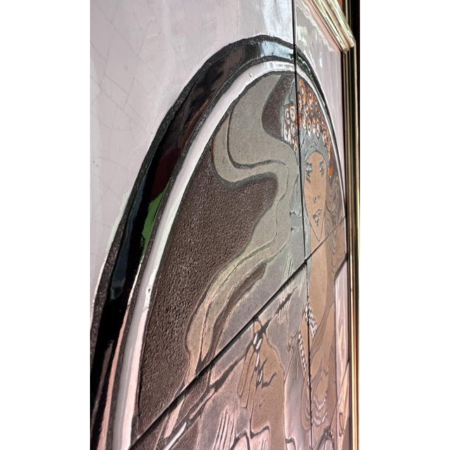 The Muse of Silent Look Alphonse Mucha in Glazed Ceramic Wall Clock, 1970s For Sale - Image 10 of 14