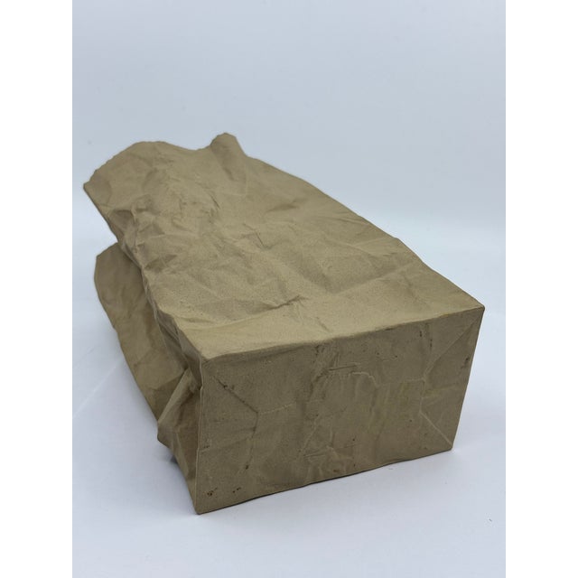 Brown Vintage Pop Art Ceramic Crumbled Paper Bag Statue For Sale - Image 8 of 12
