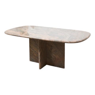 Mid 20th Century Post Modern Pink and Beige Granite Stone Dining Table For Sale