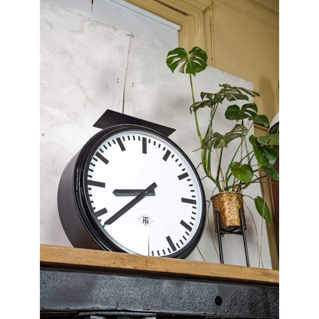 Large Double Sided TN Light Up Station Clock from Telenorma, 1950s For Sale - Image 13 of 16