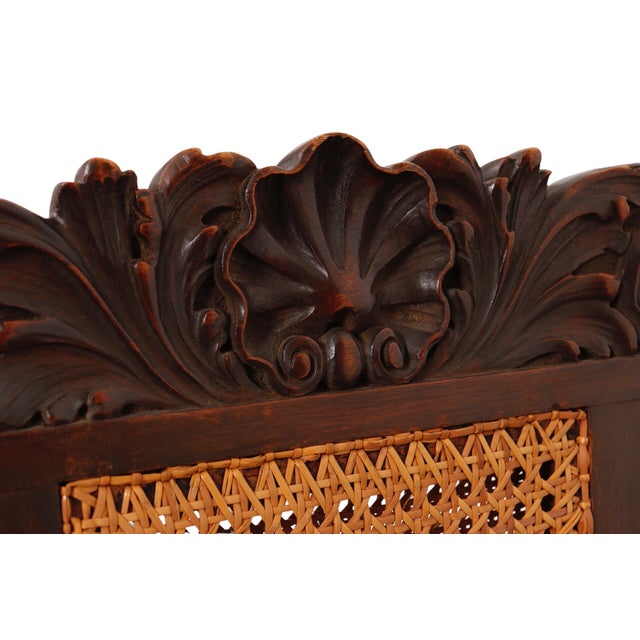 Wood Jacobean Cane Back Armchairs - A Pair For Sale - Image 7 of 12