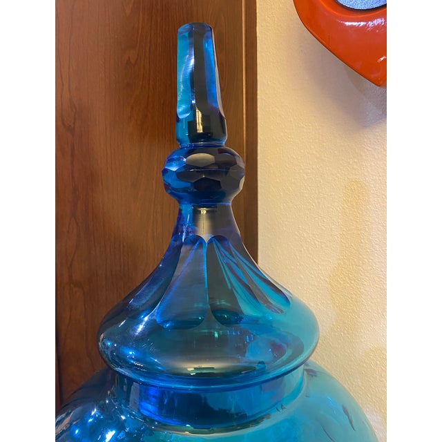 Monumental Antique 19th Century Blue Cut Glass Brandy Decanter For Sale In Tampa - Image 6 of 9