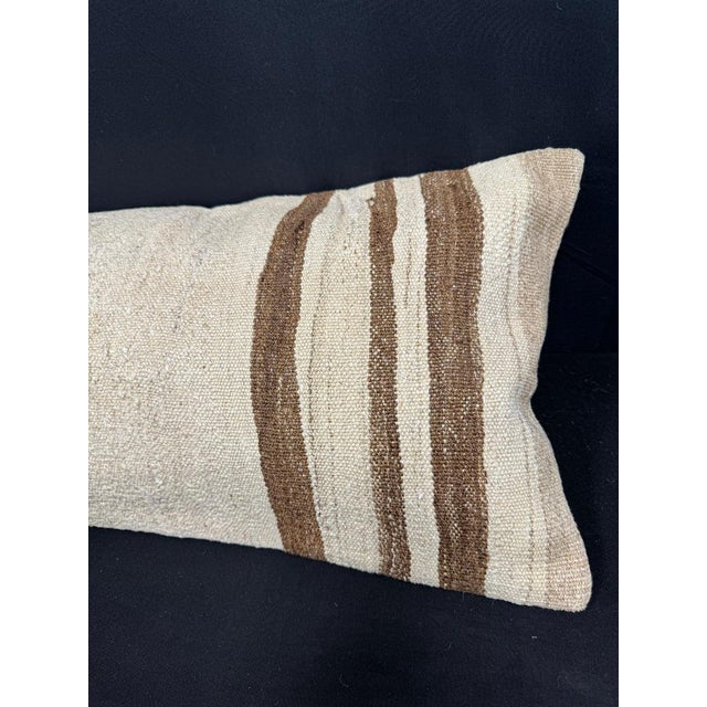 Turkish Hemp Pillow Cushion Natural Beige Brown Cushion Cover 14"x40" For Sale - Image 4 of 4