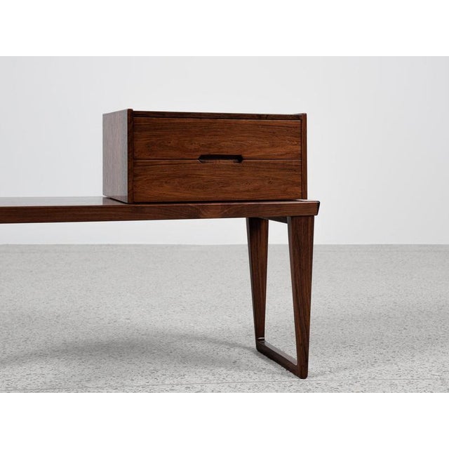 Mid-Century Modern Danish Mirror with Bench and Container in Rosewood by Aksel Kjersgaard 1960s, Set of 3 For Sale - Image 9 of 17