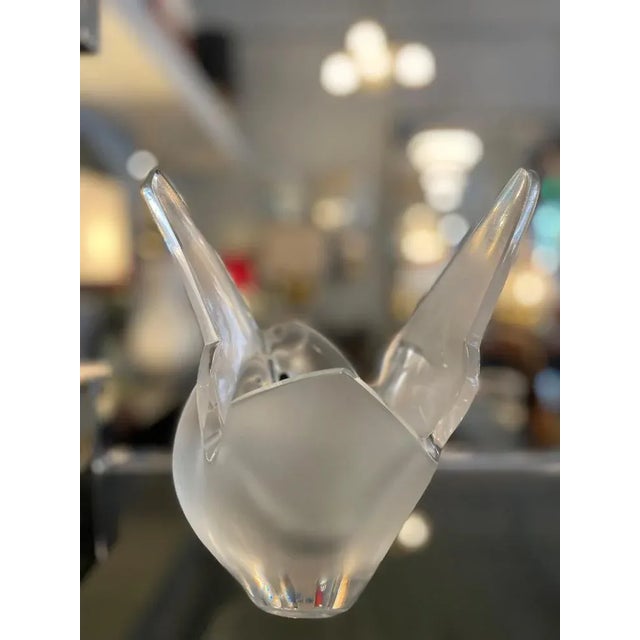Glass Frosted Crystal Vase fom Lalique, France, 1956 For Sale - Image 7 of 12