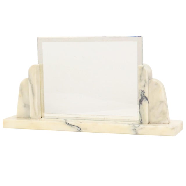 Large Art Deco Photo Frame in Marble and Glass with Mirrored Border, 1930s For Sale - Image 6 of 18