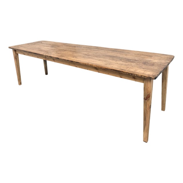 Pine Farmhouse Table with Tapered Legs, France, 1950s For Sale