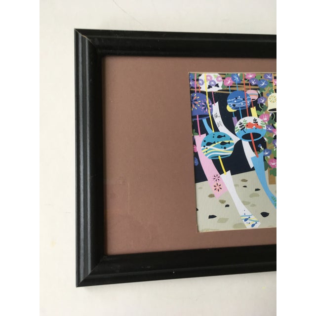 1990s "Fuhlin (Wind Bell)" Japanese Kirie Razor Cut Art, Framed For Sale - Image 4 of 13