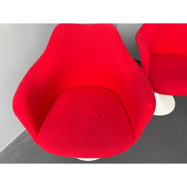Metal Red Tulip Swivel Armchairs by Eero Saarinen for Knoll International, Italy, 1960s, Set of 3 For Sale - Image 7 of 13