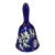 Vintage Hand Painted Floral Blue Fenton Glass Bell Marked & Original Label For Sale