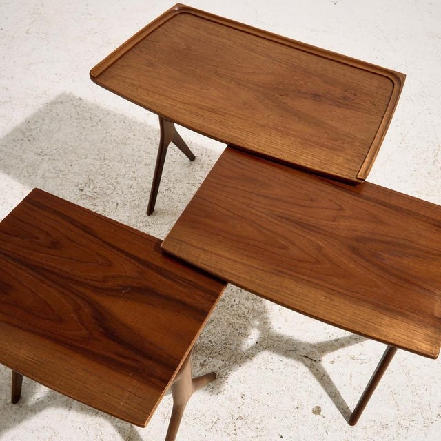 Teak Nesting Tables by Johannes Andersen for CFC Silkeborg, 1960s, Set of 3 For Sale - Image 6 of 14