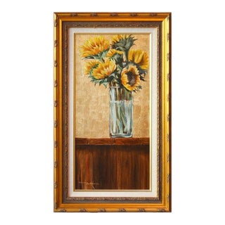 Duke Windsor, Impressionist Floral Still Life, "Sunflowers Iii" For Sale
