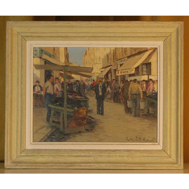 1920s Michel Michaeli, Fish Market in Marseille, 1920s, Oil on Canvas, Framed For Sale - Image 5 of 10