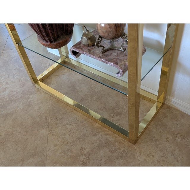 Karl Springer Vintage Etagere Glass and Brass Hollywood Regency For Sale - Image 4 of 5