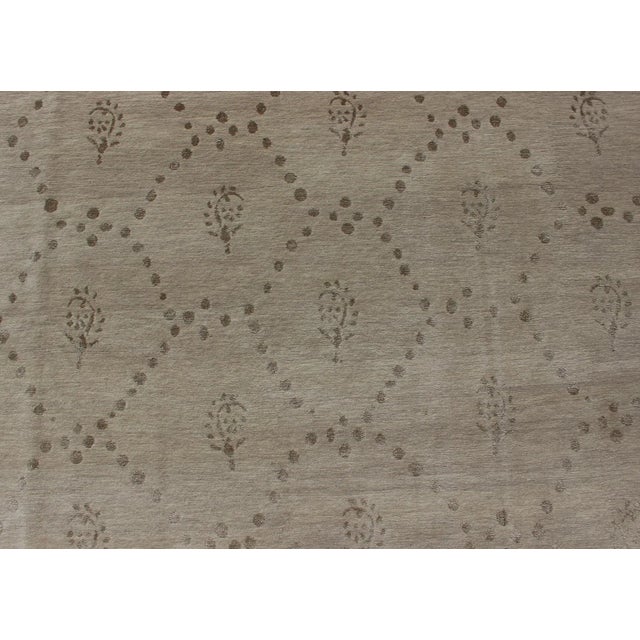 Textile Wool and Silk Modern Tibetan Tan Rug by Keivan Woven Arts 9'0 X 12'0 For Sale - Image 7 of 13