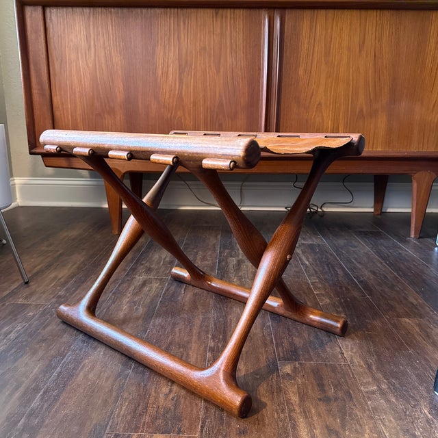 Poul Hundevad Teak Folding Stool For Sale - Image 9 of 9