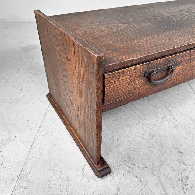 Brown Meiji Period Japanese Zen Calligraphy Writing Table, 1920s For Sale - Image 8 of 17