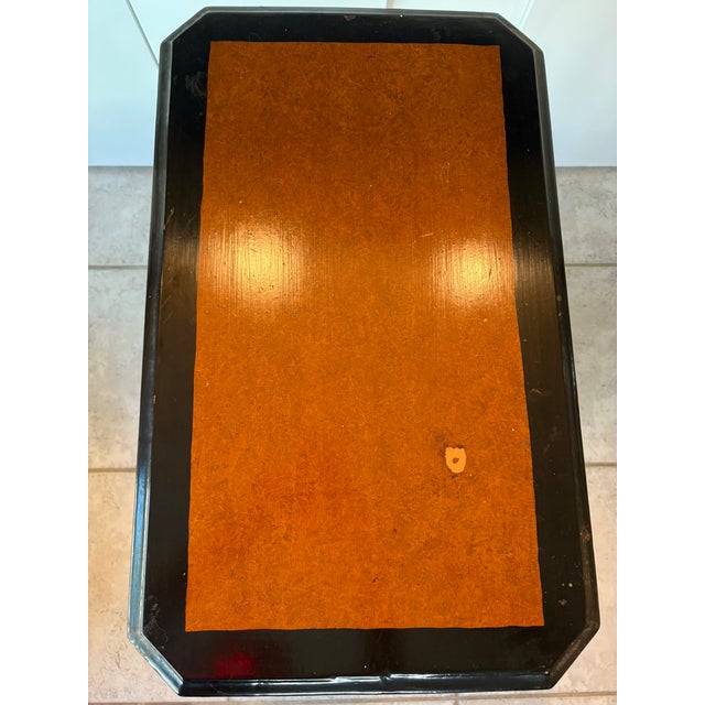 Wood Vintage Petite Inlaid Wood Accent Table With Tripod Base Federal Style For Sale - Image 7 of 15