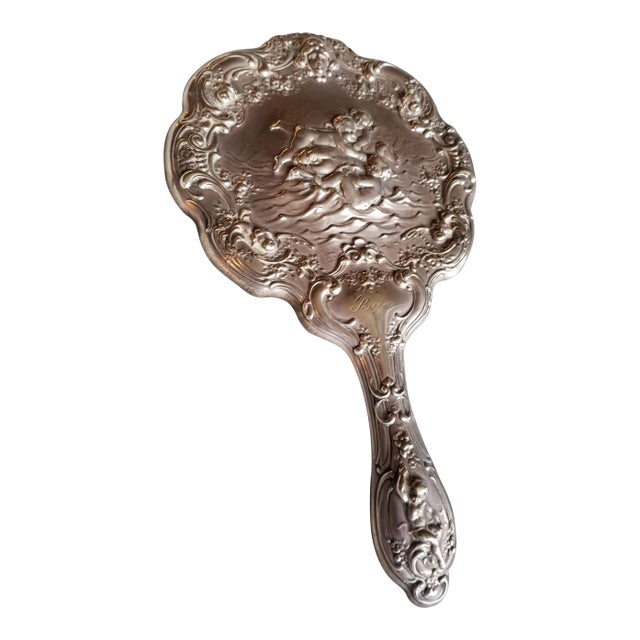 Antique Sterling Silver Hand Mirror For Sale