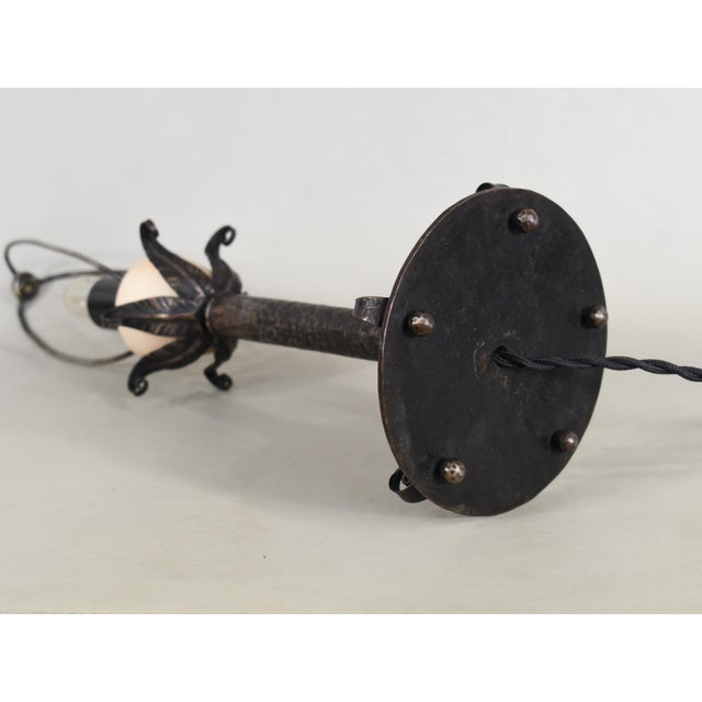 French Art Deco Lamp by Edgar Brandt - 1925 Wrought Iron France For Sale - Image 11 of 18