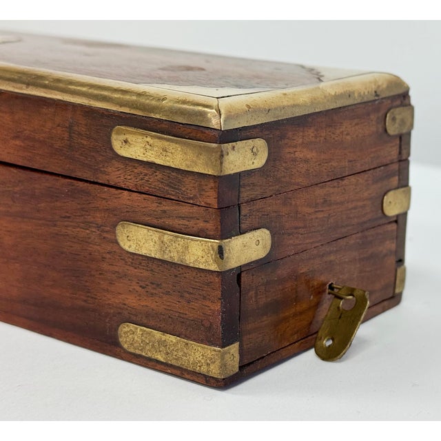 Mid 20th Century Vintage Mid 20th C Brass Inlaid Wooden Box For Sale - Image 5 of 8
