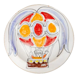 Desimone Italy 65 Signed Vintage Hand Painted Balloon Pottery Plate