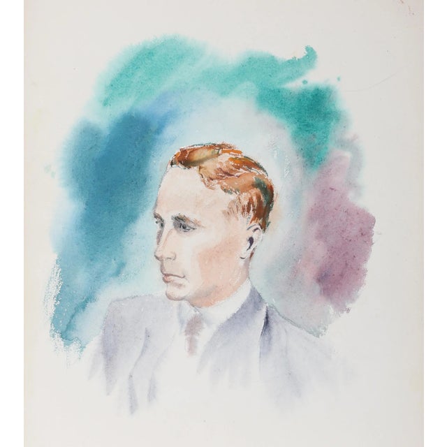 Eve Nethercott Portrait of a Man (P5.47) Watercolor on Paper Painting For Sale