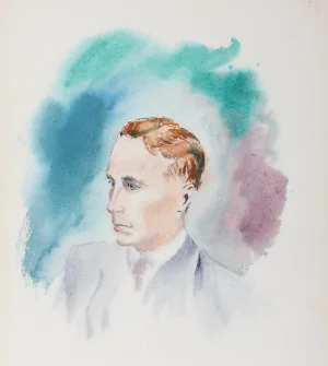 Eve Nethercott Portrait of a Man (P5.47) Watercolor on Paper Painting