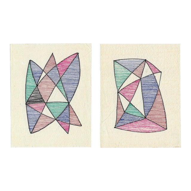 Pair of William Glen Davis Abstract Drawings For Sale