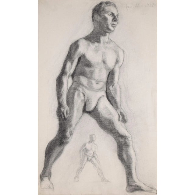 Art Deco Antique Art Deco Era Pugilist Figure Study of Partial Nude Male For Sale - Image 3 of 6