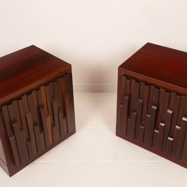 Mid-Century Gaetano Padouk Wood Nightstands by Luciano Frigerio for Frigerio, 1970s, Set of 2 For Sale - Image 10 of 18