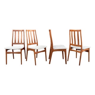 Restored Danish Modern Solid Teak Slat Back Dining Chairs For Sale