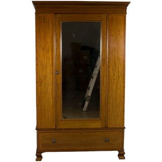 1910s Edwardian Period Mahogany Mirror Door Wardrobe Armoire For Sale