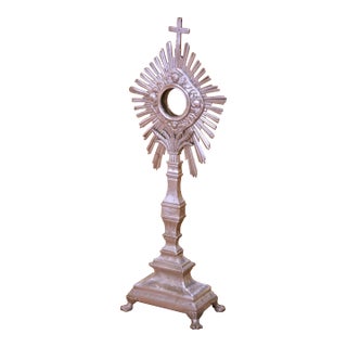 19th Century French Silvered Bronze Catholic Ostensoir Monstrance With Sunburst For Sale