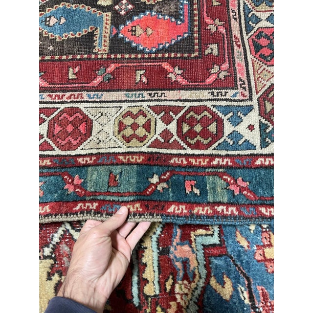 1930s Charcoal Boteh Rug 3.8 x 9.9 For Sale - Image 4 of 11