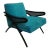 Mid-Century Modern Butterfly Lounge Chair in Peacock Blue Velvet For Sale