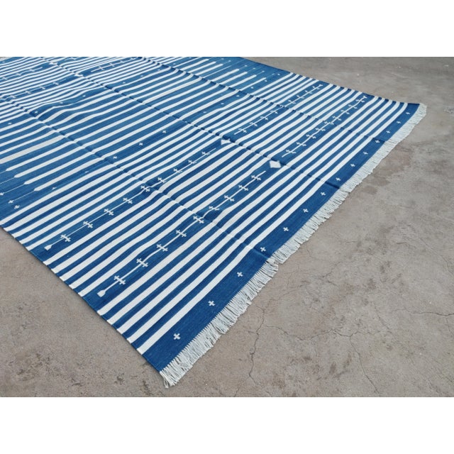 Handmade Royal Blue and White Cotton Striped Rug Chairish