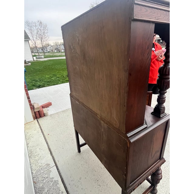 Antique Jacobean Revival Hand Carved Hutch/Cupboard For Sale - Image 11 of 12