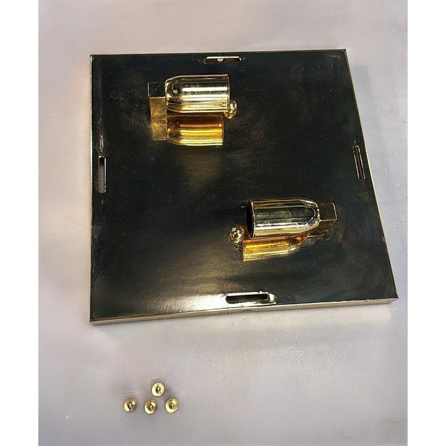 Mid 20th Century Italian Brass and Frosted Opaline Glass Flush Mount Ceiling Light For Sale - Image 17 of 18