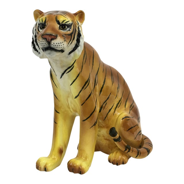 Large Ceramic Tiger Statue | Chairish