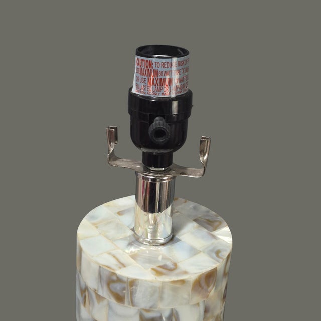 Late 20th Century Late 20th Century Coastal Capiz Shell Column Table Lamp For Sale - Image 5 of 10